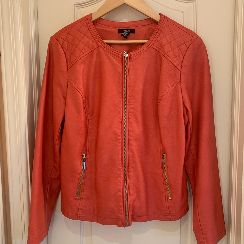 Alfani faux leather jacket. Size large. Coral.